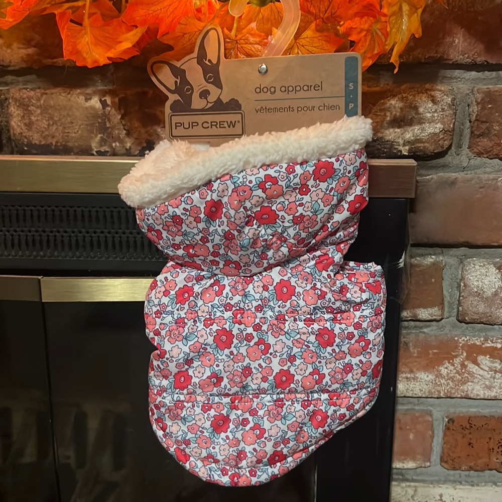 Brand New Floral Dog Puffer Vest.